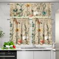 thumbnail image 2 of Butterfly 3 Piece Kitchen Curtains and Valances Set Floral Farmhouse Washable Rod Pocket Kitchen Curtain Set 36 Inches, Kitchen Window Curtains Set European Style Curtains for Cafe, 2 of 5
