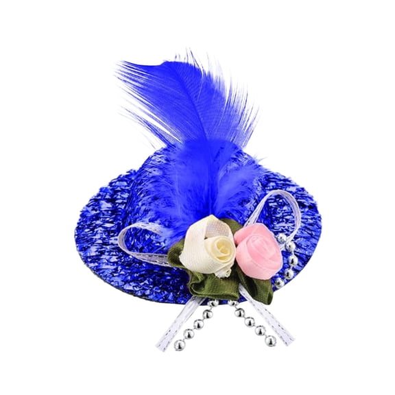 Flower Chicken Hat with Adjustable Strap - Cute Hen Pet Costume, Lightweight Feather Decorative Bird Headwear, Mini Party Hat for Small Pets, Blue