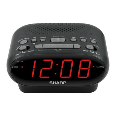 SHARP AM/FM Clock Radio, Wake to Alarm or Radio, Dual Alarms, LED Green ...