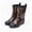 Brown, variant on Women Floral Leopard Print Glossy Mid Calf Rain Boots Low Block Heel Non Slip Waterproof PVC Wellies for Gardening Daily Rainy Fashion Outfits Gray 37