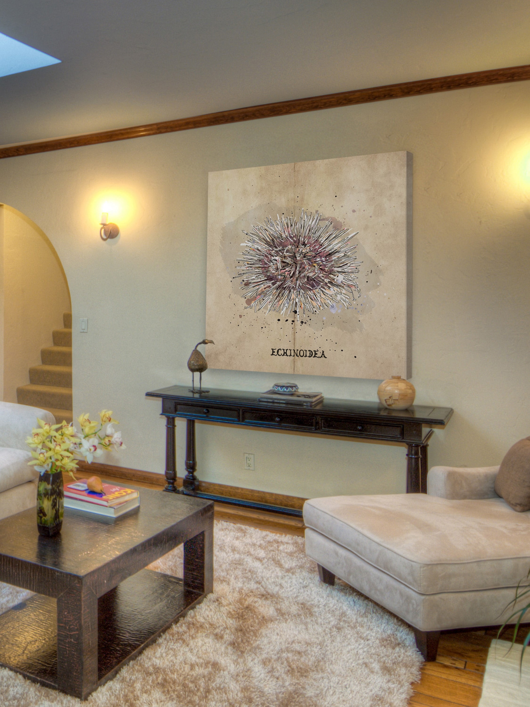 "Oursin Pale" Painting Print on Wrapped Canvas