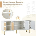 thumbnail image 5 of Tensun TV Stand 65 Inch TV Console with Rattan Door and Gold Metal Base, Suitable for TVs Up to 70'', Boho Style Entertainment Center Providing Ample Storage, White Finish, 5 of 5