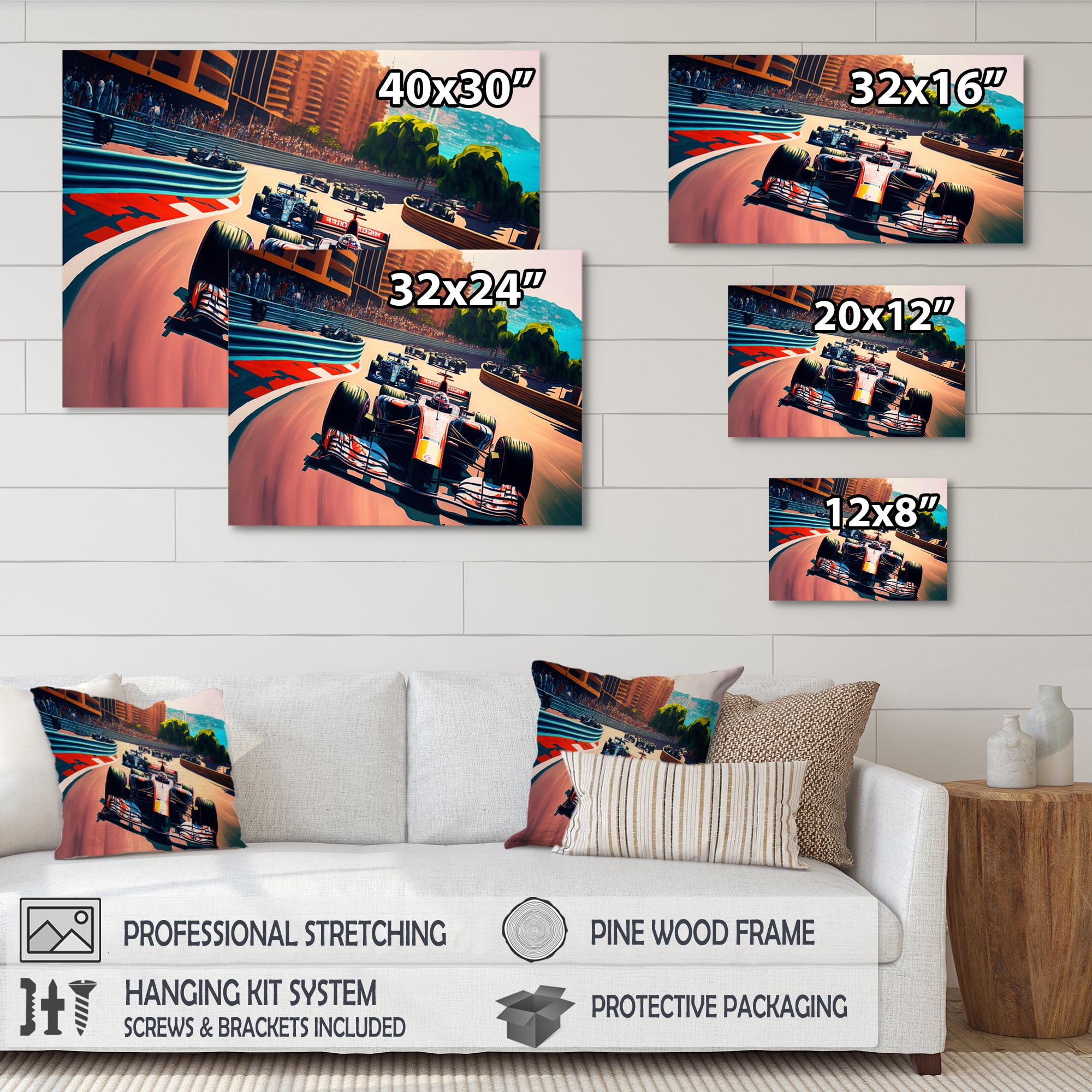 Designart Formula Car Racing I Canvas Wall Art