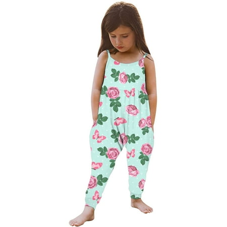 

Strap jumpsuit Kids Sleeveless Romper Piece Baby Print One Floral Girls Girls Romper&Jumpsuit Pink 120