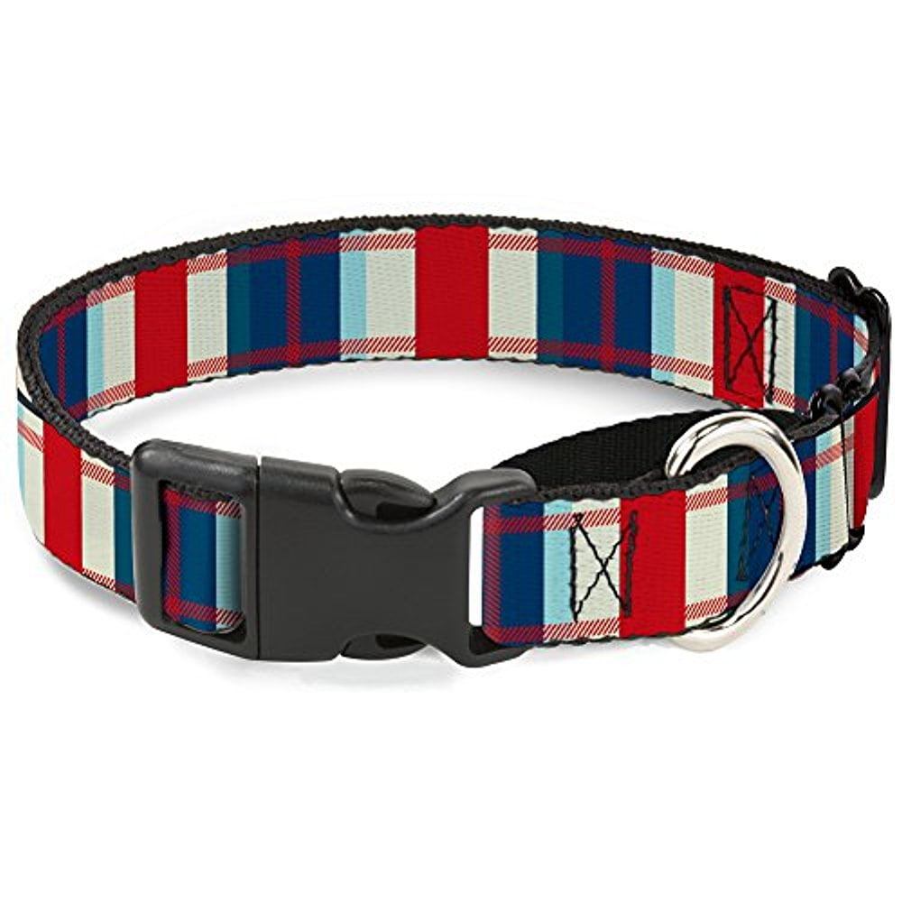 Buckle-Down Plaid Black Red Martingale Dog Collar