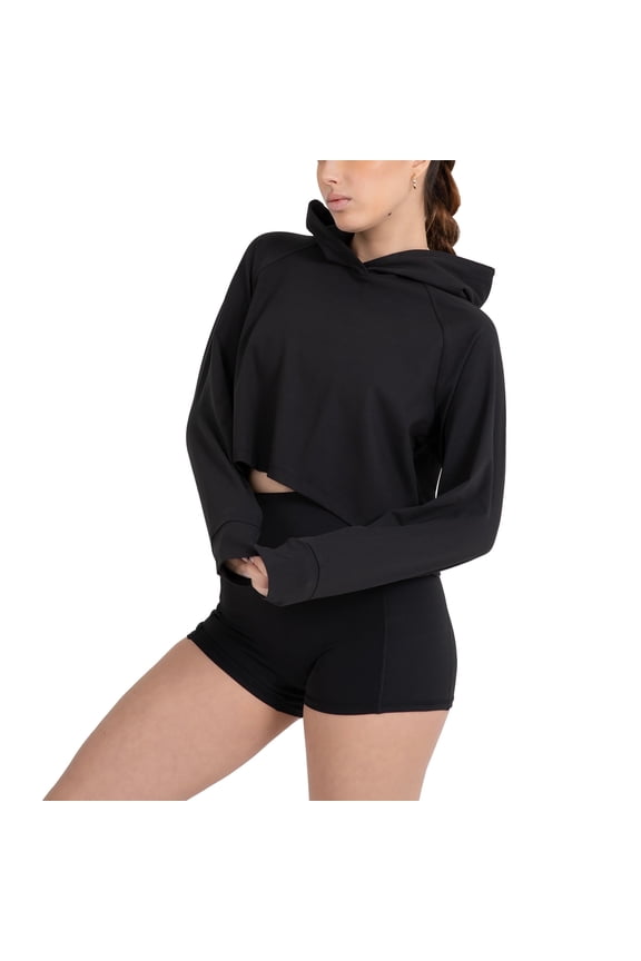 Active Women's and Women's Plus UltraLuxe Cropped Hoodie Soft Long Sleeve Sweatshirt, Lightweight (Activewear & Loungewear), Size XS-4X