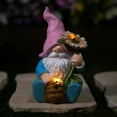thumbnail image 3 of Northlight LED Solar Lighted Sunflower Gnome Outdoor Garden Statue - 8.5", 3 of 9