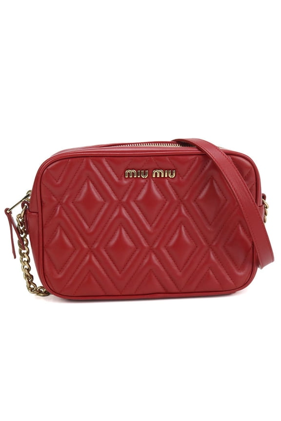 Pre-Owned Miu Miu MIU Outlet Crossbody Shoulder Bag with Chain, Women's, Red