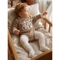 thumbnail image 3 of RUINIXCW New to The Crew Baby Boy Girl Fall Winter Outfit Bubble Romper Newborn Baby Boy Girl Hospital Coming Home Outfit Waffled Striped Letter Long Sleeve Bodysuit, 3 of 8
