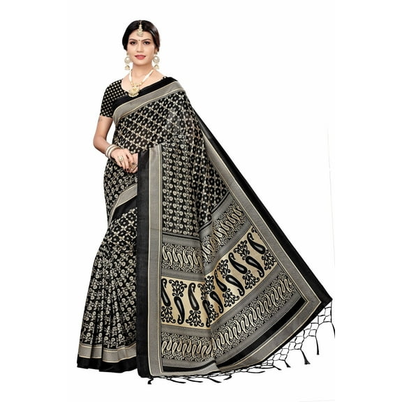 Multi color Mysore Silk saree/sari with running blouse For Women/Girls