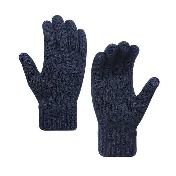 KyCheLot Knitted Gloves for Women and Men Full Finger Solid Color Outdoor Gloves Winter Trendy Thermal Gloves