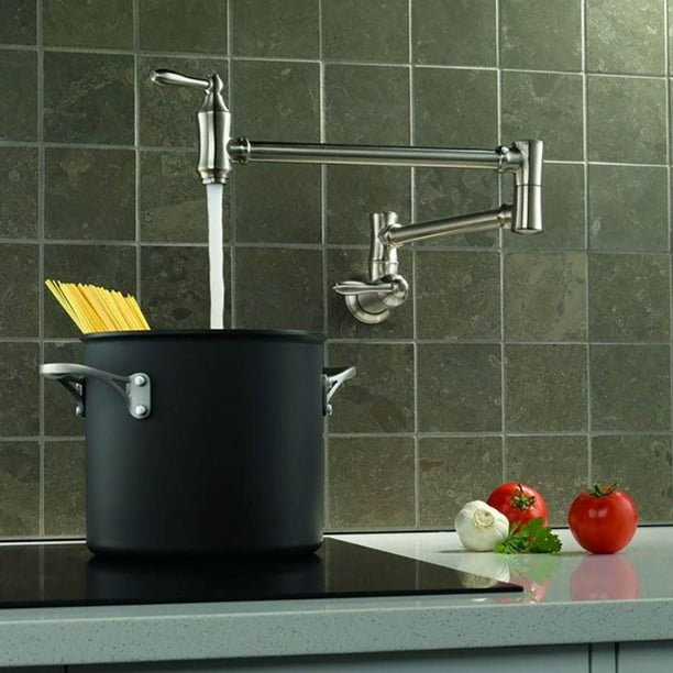 delta pot filler stainless steel