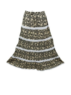 Mogul Women Cotton Long Skirt Floral Print Boho Chic Maxi Skirts