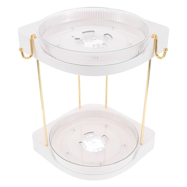Organizador de maquillaje giratorio de esquina, organizador para el cuidado de la piel, organizador de tocador de alta capacidad, estante de almacenamiento para encimera de baño