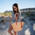 thumbnail image 4 of Large handbag, summer beach bag ladies shoulder bag with leather handles tassel handle bag women beach bag crossbody bag shopping bag raffia bag for travel daily (beige-white)-Khaki, 4 of 5