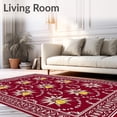 thumbnail image 2 of ODIKA 5'x7' Machine Washable Non-Slip Area Rug, Vintage Sleigh Bells Interlocking Festive Charm High Traffic Rug, Red, 621747, 2 of 7