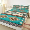 thumbnail image 3 of jejeloiu Ancient Bohemian Aztec Full Size Sheets,Rustic Western Tribal Bed Sheets,Cyan Brown Sheet Sets For Adults,Microfiber Bedroom Decor,4 Pieces, 3 of 7