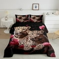 thumbnail image 6 of Cheetah Bed in a Bag Queen Comforter Set 7 Piece,Pink Rose Flowers Bedding Sets Leopard Print Fitted Sheet,Romantic Flowers African Animals Sheet Set with Comforter, 6 of 6