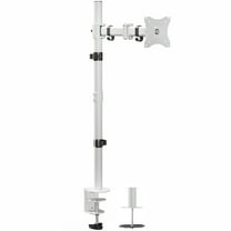 White Single Monitor Desk Mount Extra Tall Adjustable Stand for up to 32" Screen
