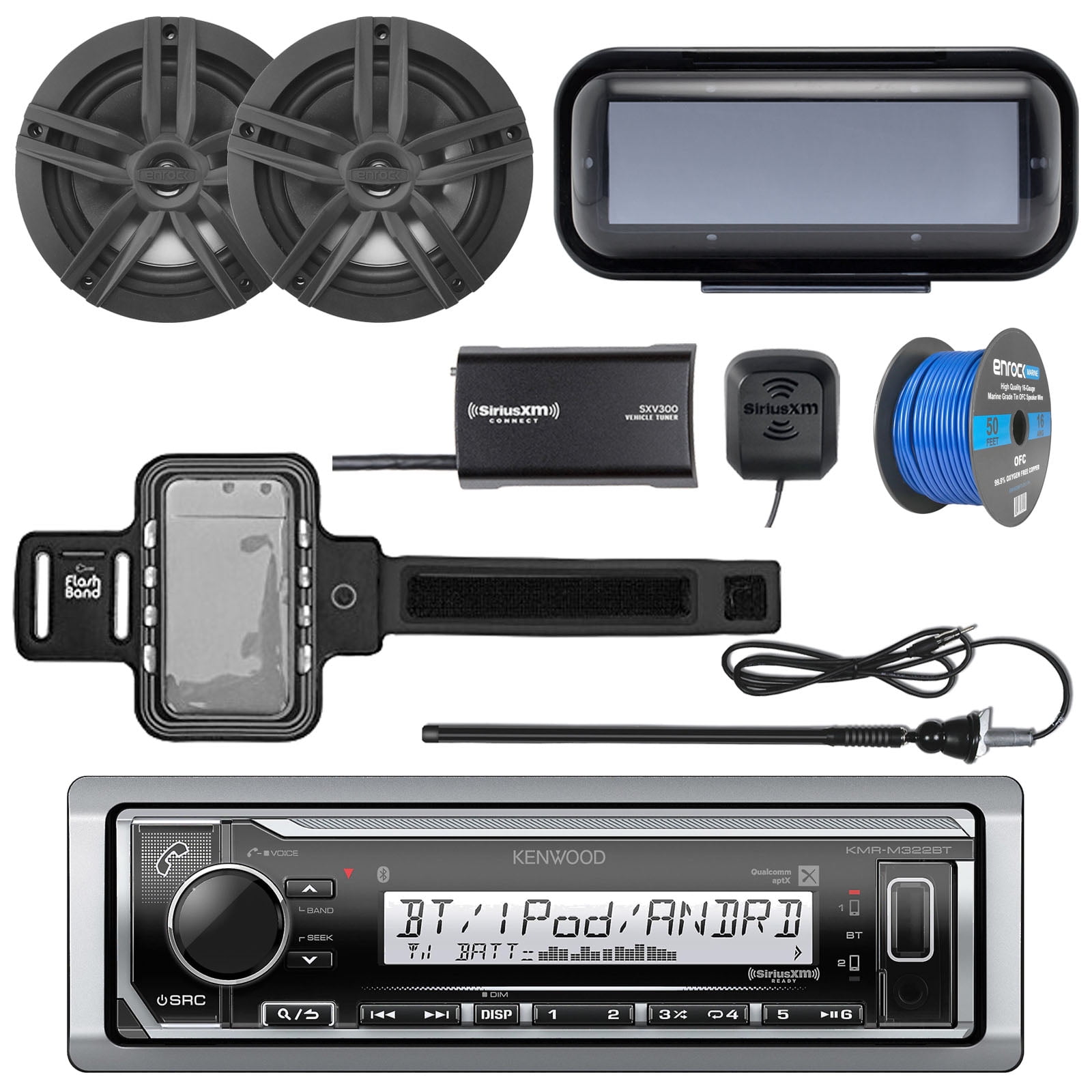 Kenwood KMRM322BT Marine Bluetooth Receiver, Single DIN Radio Cover