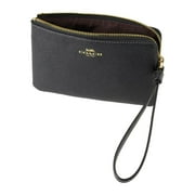 Coach Womens Small Corner Zip Crossgrain Leather Wristlet (Black)