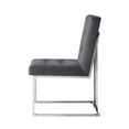 thumbnail image 5 of Karl Grey/Chrome Velvet Dining Chairs, Pack of 2 - Button Tufted, Armless, Chrome Frame, 5 of 9
