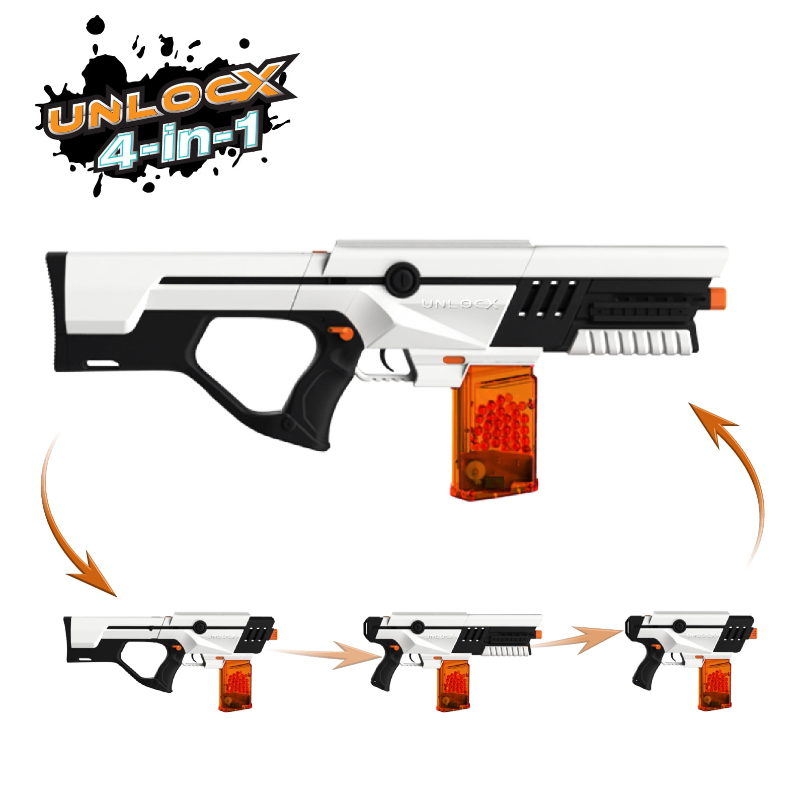 UnlocX 4 in 1 Modular Gel Ball Blaster - Electric Detachable Fully Automatic