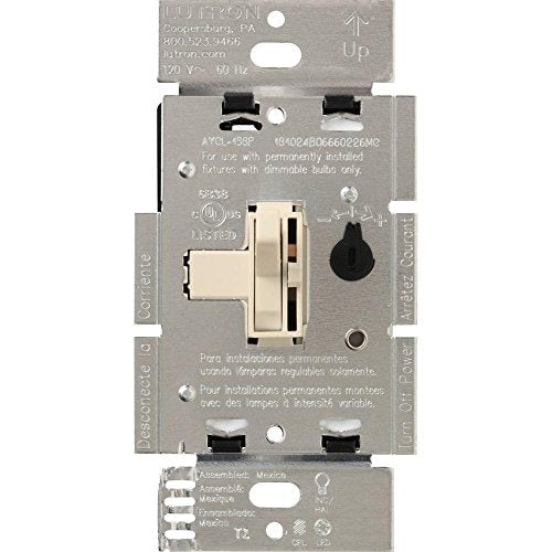 Lutron Toggler LED+ Dimmer Switch for Dimmable LED, Halogen and Incandescent Bulbs, 250W/Single-Pole or 3-Way, AYCL-253P-LA, Light Almond
