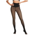 thumbnail image 2 of Women's Fleece Lined Tights Winter Warm Stockings Fake Translucent Pantyhose Leggings Thick Thermal Pants (L, Coffee), 2 of 5