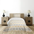 thumbnail image 4 of Ambesonne Ethnic Quilted Bedspread Set 2 Pcs, Modern Bohem Flower, Twin Size, Apricot Grey and White, 4 of 5