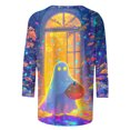 thumbnail image 4 of VKOYWKM Women's Tops Halloween Shirts 3/4 Sleeve Pumpkin Ghost Graphic T Shirts Loose Fit Crew Neck T-Shirts Halloween Costumes Tops, 4 of 5