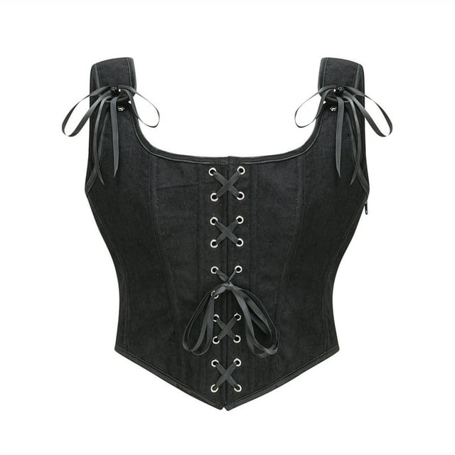 Womens Sexy Vintage 1920s Renaissance Lace Trim Corset Tops Adjustable Sleeveless Bustier