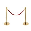 4Pcs Stainless Steel Stanchion Posts Queue Pole Retractable 2 Ropes Crowd Control Barrier with Red Velvet Rope, Gold