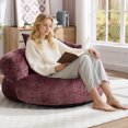thumbnail image 3 of Villeston Oversized Bean Bag Chair for Adults & Kids, Chenille Lazy Bean Bag Sofa with Wrap-Around Backrest & Pillows for Bedroom, Living Room, Playroom,Wine Red, 3 of 8