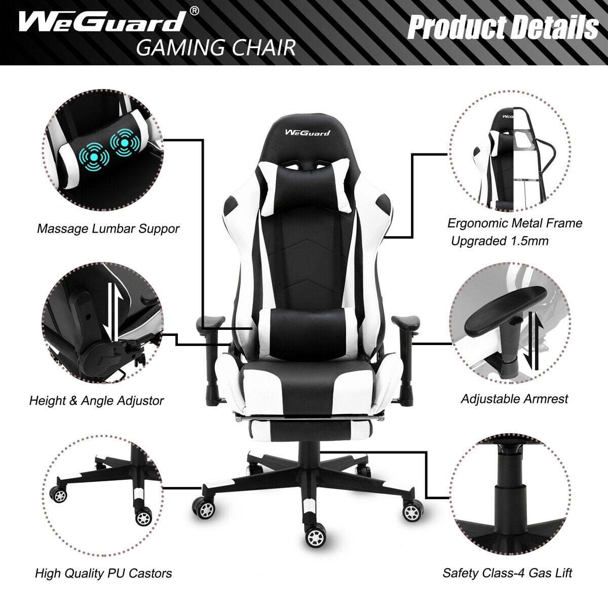 GTPOFFICE Gaming Chair Racing Style Office Ergonomic Conference Executive Manager Work Chair High Back Adjustable Swivel Computer Desk Task Chair Tilt E-Sports Chair Green 