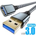 thumbnail image 2 of Cables de datos extensores USB 3,0 macho a hembra, cable de extensión trenzado de nailon, cable de carga, transferencia de datos para teclado, disco duro, 2 of 5
