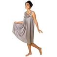 thumbnail image 3 of Women's Silky Feeling Sleeveless Sexy Nightgown with Sequins and Ribbon Roses, Charcoal 4XL, 3 of 5