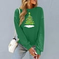 thumbnail image 6 of Womens Tops Plus Size Christmas Printed Long Sleeved Round Neck Hoodless Casual Loose Sweatshirt Green M, 6 of 6