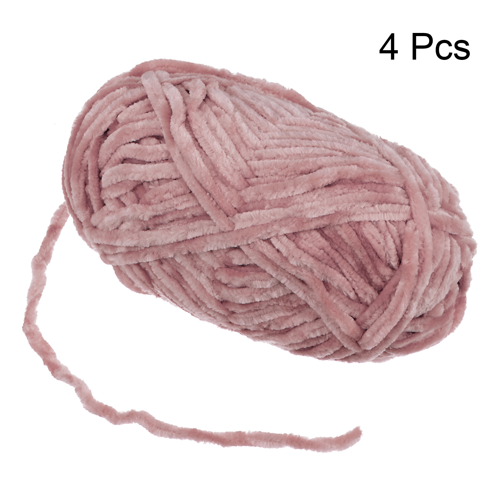 Uxcell 4pcs Velvet Yarn Soft Chenille Yarn 4x100g/14.1oz (347yds) Fluffy Yarn for Knitting Crochet Blanket Pale Mauve