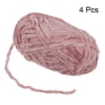 thumbnail image 3 of Uxcell 4 piezas de hilo de terciopelo suave Chenille 4x100g/14.1oz (347yds) hilo esponjoso para tejer mantas de ganchillo color malva pálido, 3 of 6