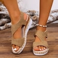 thumbnail image 2 of Espadrilles for Women Peep Toe Wedge Sandals Lightweight Cutout Soft Leather Slingback Wedges Heels Brown Size 7.5, 2 of 7