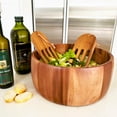 thumbnail image 2 of Woodard & Charles Acacia Wood 12" Salad Serving Bowl with Salad Hands, 3 Piece Set, 2 of 6
