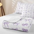 thumbnail image 4 of Erosebridal Purple Bowknots Bed Spread Queen For Girls,Dreamy Princess Bows Queen Coverlet Set,Cartoon Stars Pattern,3 Pieces, 4 of 7