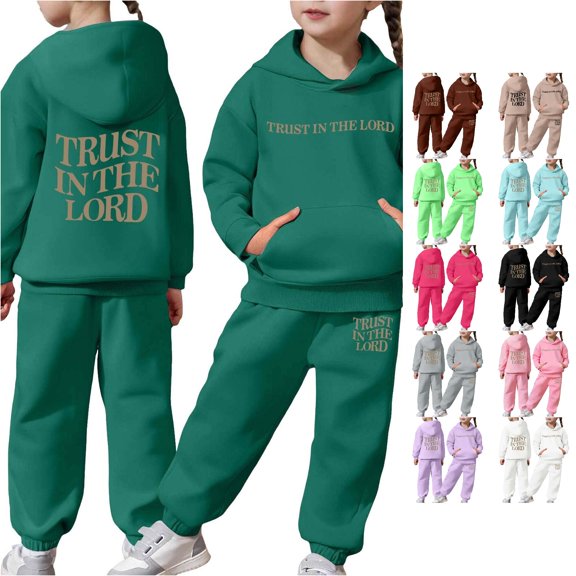 RMGVDSD Girls Clothes 2 Piece Casual Sweatsuit Sets Letter Print Hoodie Sweatshirts and Sweatpants Suit Children'S Fashion Fall Outfits 2-3 Years