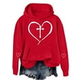thumbnail image 5 of Valentines Day Hoodies for Women Casual Loose Pullover Sweatshirts Long Sleeve Red Sweater Tops with Pockets, S, 5 of 7