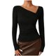 thumbnail image 5 of Camisa de Capa Base de Cuello en V de Color Sólido Casual de Manga Larga de las Mujeres con Poliéster Suave, Blusa de Manga Larga de Moda para Otoño Invierno Diario, 5 of 6