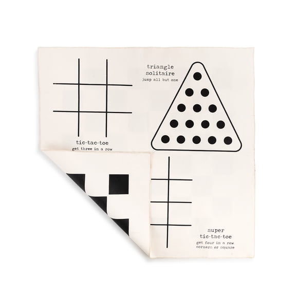 Demdaco Let The Games Begin Black and White 26 inch Canvas 4 in 1 Game Mat Set