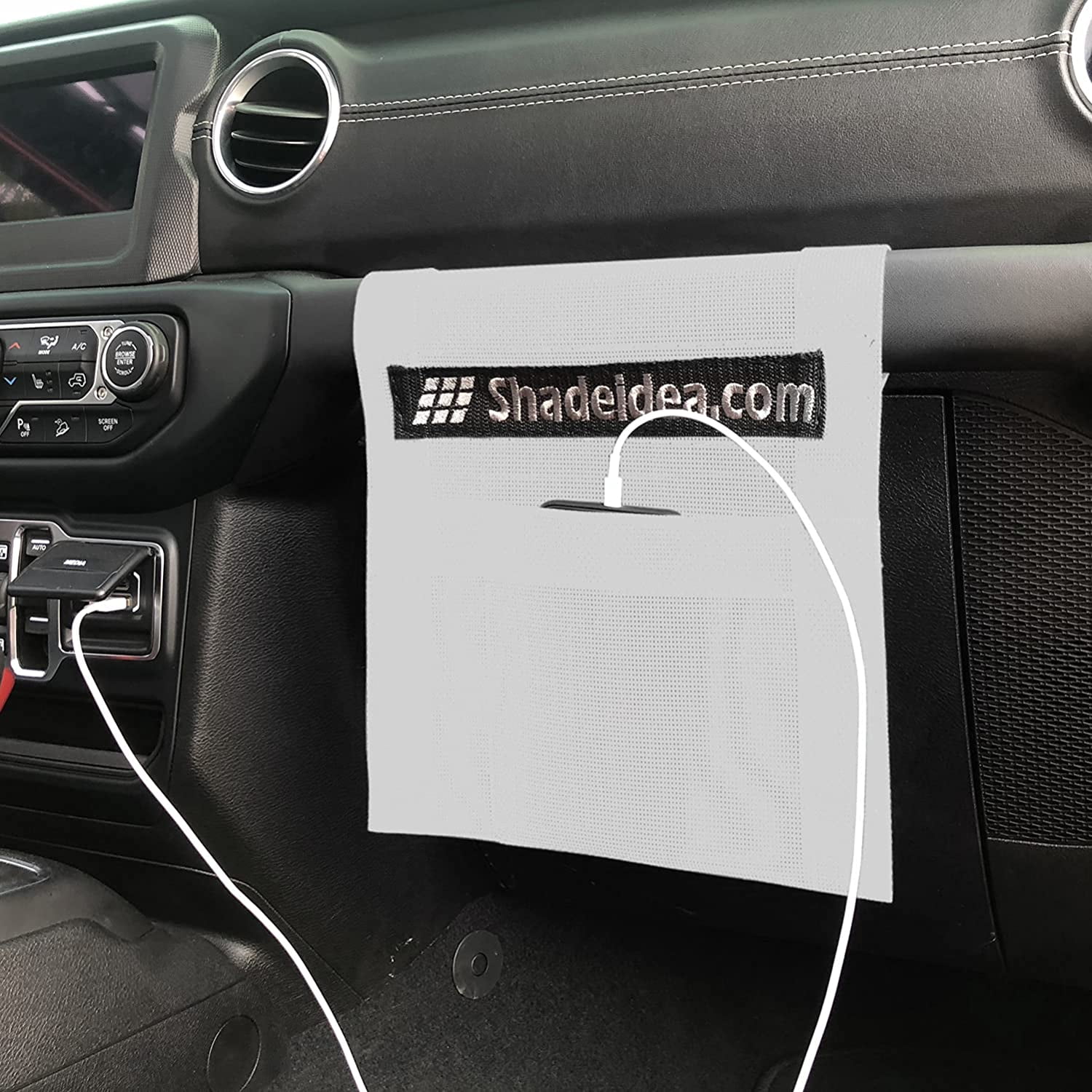 Shadeidea JL Sun Shade for Jeep Wrangler 2 Door Top Sunshade ( 2018 - Current ), Front & Rear - White Mesh Screen Wrangler Cover, UV Blocker with Grab Bag Pouch - 10 Years Warranty