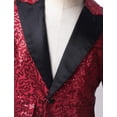 thumbnail image 5 of Manyakai Boy's Shiny Sequins Tuxedo Suit Jacket Party Prom Wedding Blazer Jackets Slim Fit Formal Burgundy 14, 5 of 7