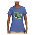 thumbnail image 2 of 1946 Vintage Ford Woody Chasing Waves Cars and Trucks Womens Graphic T-Shirt, Light Blue, 2XL, 2 of 3